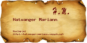 Hatvanger Mariann névjegykártya